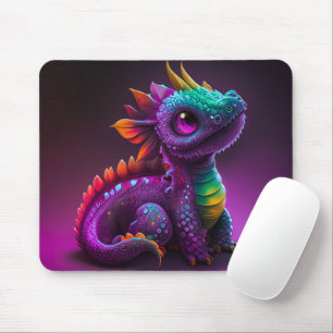 Süße bunte lila Drachen-Echsen-Kunst Mousepad