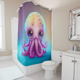 Süße bunte lila Oktopus-Alien-Kunst Duschvorhang