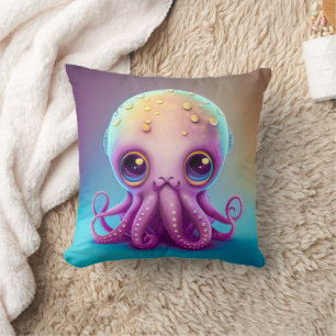 Süße bunte lila Oktopus-Alien-Kunst Kissen