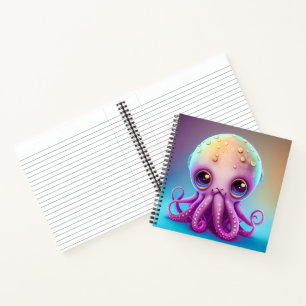 Süße bunte lila Oktopus-Alien-Kunst Notizblock