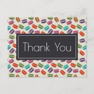 Süße bunte Macarons Muster Danke Postkarte
