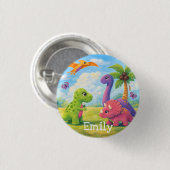 Süße bunte Mädchen Dinosaurier Freunde Kinder Button (Vorne & Hinten)