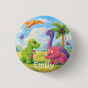 Süße bunte Mädchen Dinosaurier Freunde Kinder Button