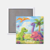 Süße bunte Mädchen-Dinosaurier-Freunde Kinder  Magnet (Vorderseite/Rückseite)