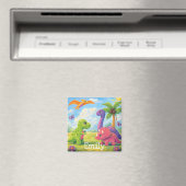 Süße bunte Mädchen-Dinosaurier-Freunde Kinder  Magnet (In Situ (Geschirrspüler))