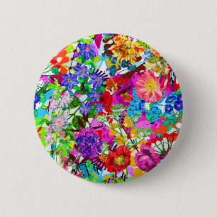 Süße bunte magische Blumen All-Over-Print T-Shirt Button