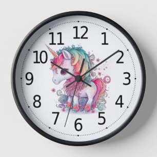 Süße Bunte Magische Kreatur Einhorn Kunstwerk Uhr