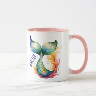 Süße bunte Meerjungfrau Ozean Mädchen Name  Tasse