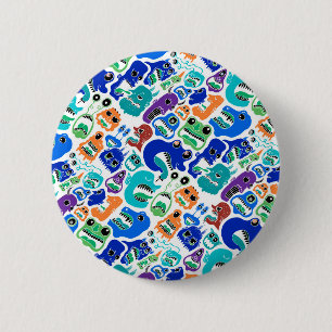 Süße bunte Monster-Gesichtsmuster Button