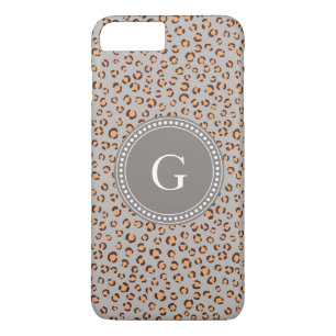 Süße bunte orangebraune Gepardendruck-Monogramm iPhone 8 Plus/7 Plus Hülle