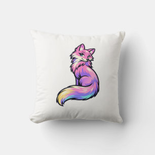 Süße bunte Pastell-Regenbogen-Fuchs-Wasserfarb-Wur Kissen