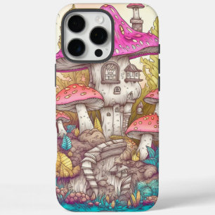 Süße bunte Pilzhaus-Kunst iPhone 16 Pro Max Hülle