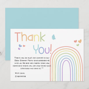 Süße bunte Regenbogen-Baby-Party-Dankeskarten Dankeskarte