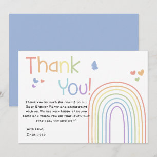 Süße bunte Regenbogen-Baby-Party Dankeskarten Dankeskarte