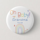 Süße bunte Regenbogen-Oma mit Herzen Button (Vorderseite)
