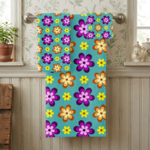 Süße bunte Retro-Blumen-Badehandtücher-Set