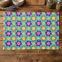 Süße bunte Retro-Blumen-Küchenhandtuch