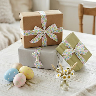 Süße bunte Retro-Blumen-Kunst-Musterband Satinband