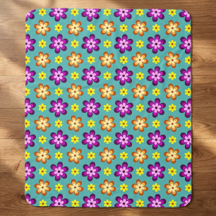 Süße bunte Retro-Blumen-Medium-Sherpa-Decke Sherpadecke