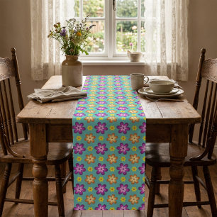 Süße bunte Retro-Blumen mittlere Tischläufer