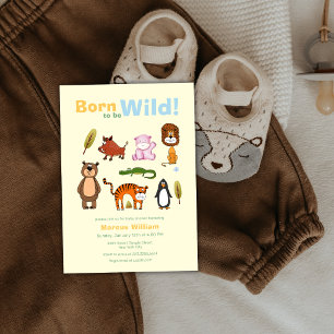 Süße bunte Safari-Baby-Party "Born To Be Wild"  Einladung
