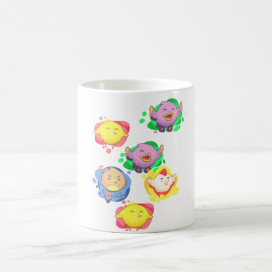 Süße bunte singende Küken Kaffeetasse
