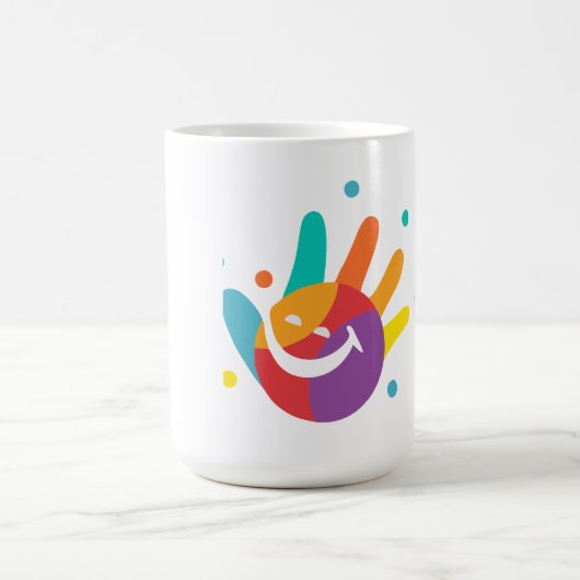 Süße bunte Smile-Handabdruck-Kaffeetasse Kaffeetasse (Mittel)