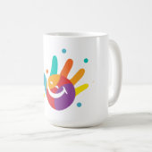 Süße bunte Smile-Handabdruck-Kaffeetasse Kaffeetasse (VorderseiteRechts)