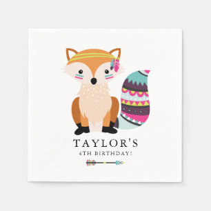 Süße bunte Stammes-Fuchs-Kinder-Geburtstag Serviette