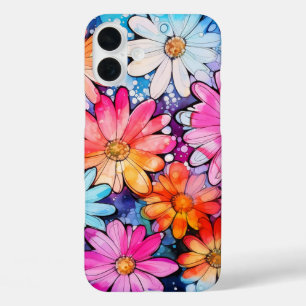 Süße bunte Vintage-Blumenkunst iPhone 16 Plus Hülle