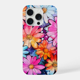 Süße bunte Vintage-Blumenkunst iPhone 15 Pro Hülle