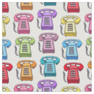 Süße bunte Vintage-Telefone Stoff