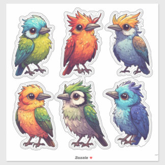 Süße bunte Vögel Sticker-Pack für Kinder 🐦 Aufkleber