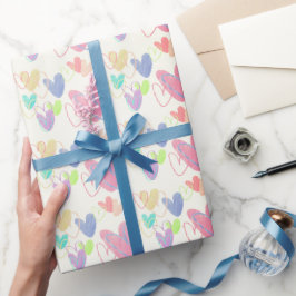 Süße bunte Wachsmalstift-Herzen abgenutzt Geschenkpapier