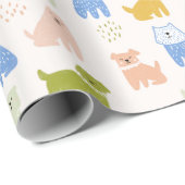 Süße bunte Wachsmalstift-Hunde Geschenkpapier (Rolleneckpunkt)