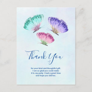 Süße bunte Wasserfalter Danke Postkarte