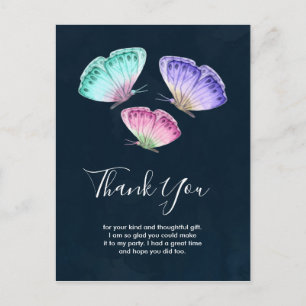 Süße bunte Wasserfarbschmetterlinge Dankeschön Postkarte