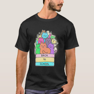 Süße bunte Zurück zur Schule Buch Katzen Tie Dye T-Shirt