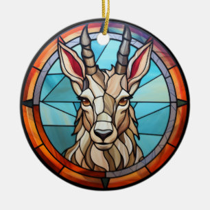 Süße Buntglas-Bergziege Keramik Ornament