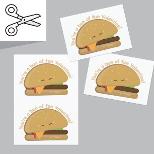 Süße Burger zum Ausschneiden Valentinstagskarten D Dankeskarte