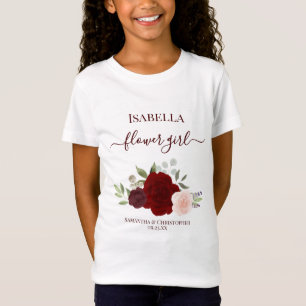 Süße Burgunderrote und Rote Rosen Blumenmädchen-Ge T-Shirt