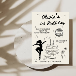 Süße Cake Line Art Mädchen 2. Geburtstagsfeier Einladung