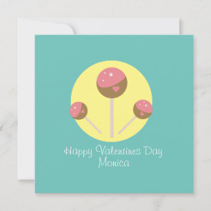 Süße Cakepop Valentinstag Postkarte