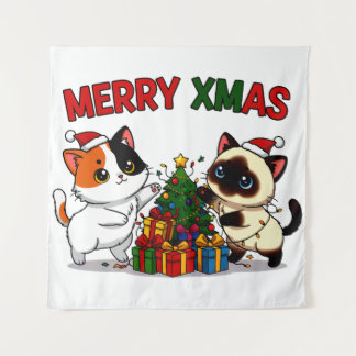 Süße Calico- und Siamese-Kätzchen-Geschenk Wandteppich