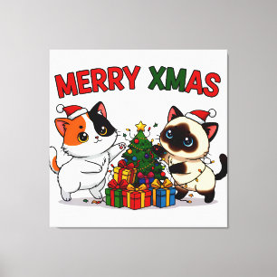 Süße Calico- und Siamkatze als Geschenk Leinwanddruck
