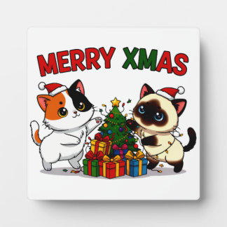 Süße Calico- und Siamkatze-Geschenk Fotoplatte