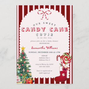 Süße Candy Cane Cutie Pink Holiday Baby Shower Einladung