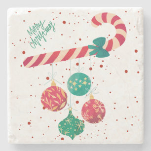 Süße Candy Cane und Weihnachtsdekorationen Feierta Steinuntersetzer