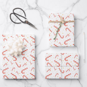 Süße Candy Cane Weihnachtsverpackungspapierbögen Geschenkpapier Set