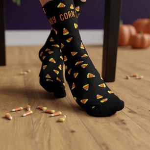 Süße Candy Corn Muster Schwarze Halloween Socken